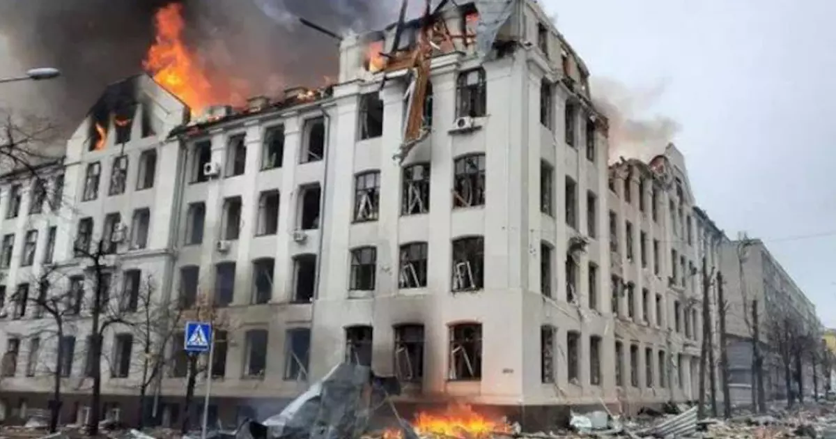 ഖാർകിവിലെ പൊലീസ് കെട്ടിടത്തിന് നേരെ റഷ്യൻ ആക്രമണം