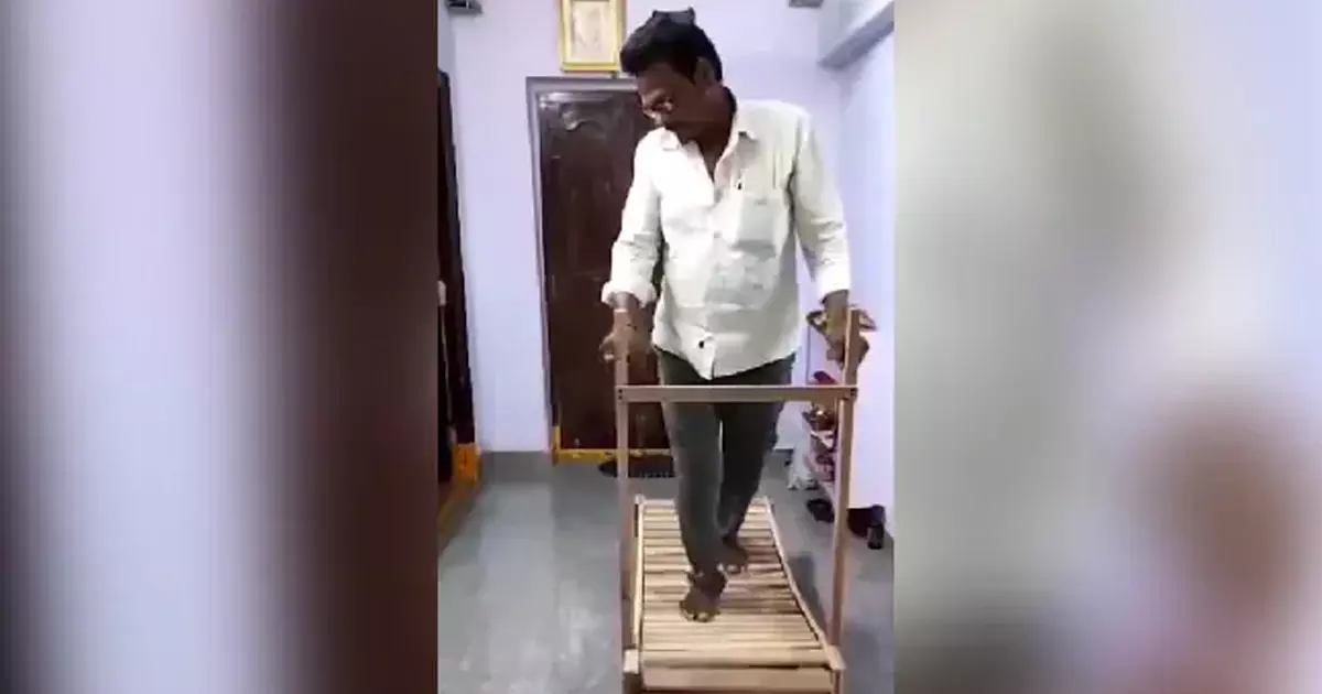 വൈദ്യുതിയില്ലാതെ പ്രവർത്തിക്കുന്ന മരത്തിന്റെ ട്രേഡ്മിൽ ഇൻറർനെറ്റിൽ വൈറൽ
