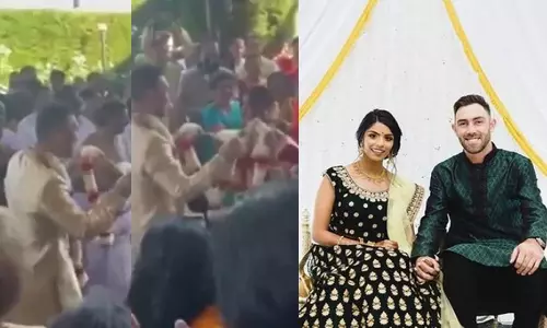 ആടിയാടി മാലയിട്ട് മാക്‌സ്‌വെൽ: കയ്യടിച്ച് കൂടെനിന്നവർ, മിന്നുകെട്ട്