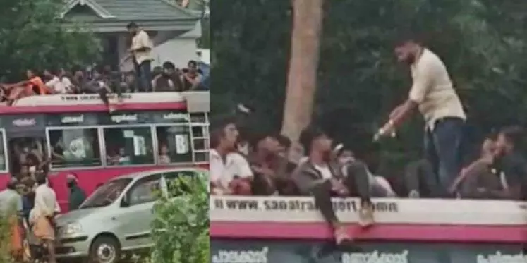 നെന്മാറ വേലക്ക് വന്നവരെ ബസിന് മുകളിൽ കയറ്റി യാത്ര ; ഡ്രൈവറുടെ ലൈസൻസ് റദ്ദാക്കുമെന്ന് മോട്ടോർ വാഹന വകുപ്പ്‌