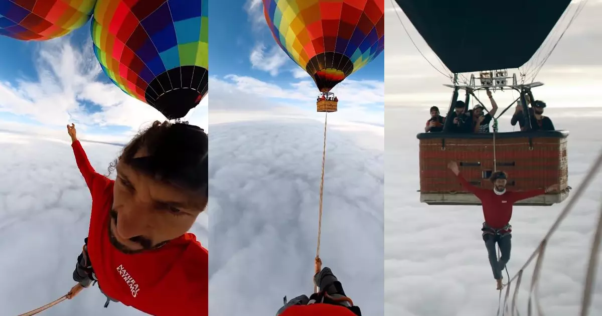ഹോട്ട് എയർ ബലൂണുകൾക്കിടയിലൂടെ ആകാശ നടത്തം; ലോക റെക്കോർഡ് സൃഷ്ടിച്ച് ബ്രസീലുകാരൻ