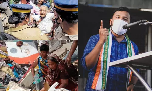 അവിടെ ബുൾഡോസറിനെതിരെ കവിത; ഇവിടെ കെ റെയിൽ സമരത്തിന് നേരെ കല്ലേറ്- നിങ്ങളും ഫാസിസ്റ്റുകളാണ്: രാഹുൽ മാങ്കൂട്ടത്തിൽ