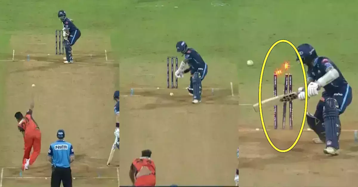 സാഹയുടെ കുറ്റി തെറിപ്പിച്ച് 153 കിലോമീറ്റർ വേഗതയിൽ ഉംറാന്‍റെ തീപ്പന്ത്; വീഡിയോ കാണാം