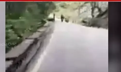 താമരശ്ശേരി ചുരത്തിൽ പാറക്കല്ല് വീണ് ബൈക്ക് യാത്രികൻ മരിച്ച സംഭവം: ദൃശ്യങ്ങൾ മീഡിയവണിന്