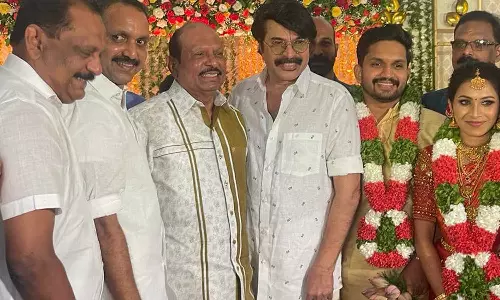 കെ. സുരേന്ദ്രന്റെ മകന്റെ വിവാഹച്ചടങ്ങിൽ അതിഥികളായി മമ്മൂട്ടിയും യൂസുഫലിയും