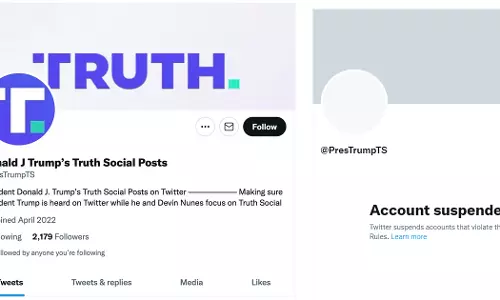 സ്വന്തം സമൂഹമാധ്യമത്തിലെ പോസ്റ്റുകളുമായി ട്രംപ് ട്വിറ്ററിൽ, വീണ്ടും നിരോധനം
