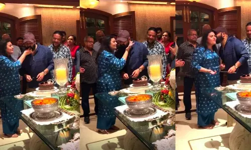 മുംബൈയിൽ പിറന്നാൾ ആഘോഷിച്ച് മോഹൻലാൽ; സ്‌നേഹചുംബനം നൽകി സുചിത്ര