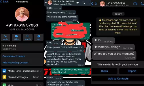 മന്ത്രിമാരായ പി. രാജീവിന്റെയും കെ.എൻ ബാലഗോപാലിന്റെയും പേരിൽ വ്യാജ വാട്സ്ആപ്പ് അക്കൗണ്ട്; തട്ടിപ്പിനു ശ്രമം മന്ത്രിമാരായ പി. രാജീവിന്റെയും കെ.എൻ ബാലഗോപാലിന്റെയും പേരിൽ വ്യാജ വാട്സ്ആപ്പ് അക്കൗണ്ട്; തട്ടിപ്പിനു ശ്രമം