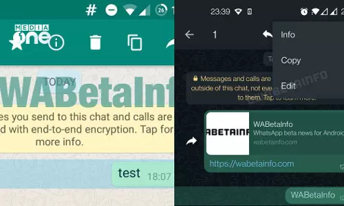 ഡിലീറ്റ് ചെയ്യണ്ട; വാട്സ് ആപ്പ് സന്ദേശം എഡിറ്റ് ചെയ്യാൻ സൗകര്യമൊരുങ്ങുന്നു ഡിലീറ്റ് ചെയ്യണ്ട; വാട്സ് ആപ്പ് സന്ദേശം എഡിറ്റ് ചെയ്യാൻ സൗകര്യമൊരുങ്ങുന്നു