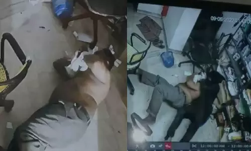 കോഴിക്കോട് നഗരത്തിലെ പെട്രോൾ പമ്പിൽ ജീവനക്കാരനെ കെട്ടിയിട്ട് കവർച്ച; ഞെട്ടിക്കുന്ന ദൃശ്യങ്ങൾ പുറത്ത്