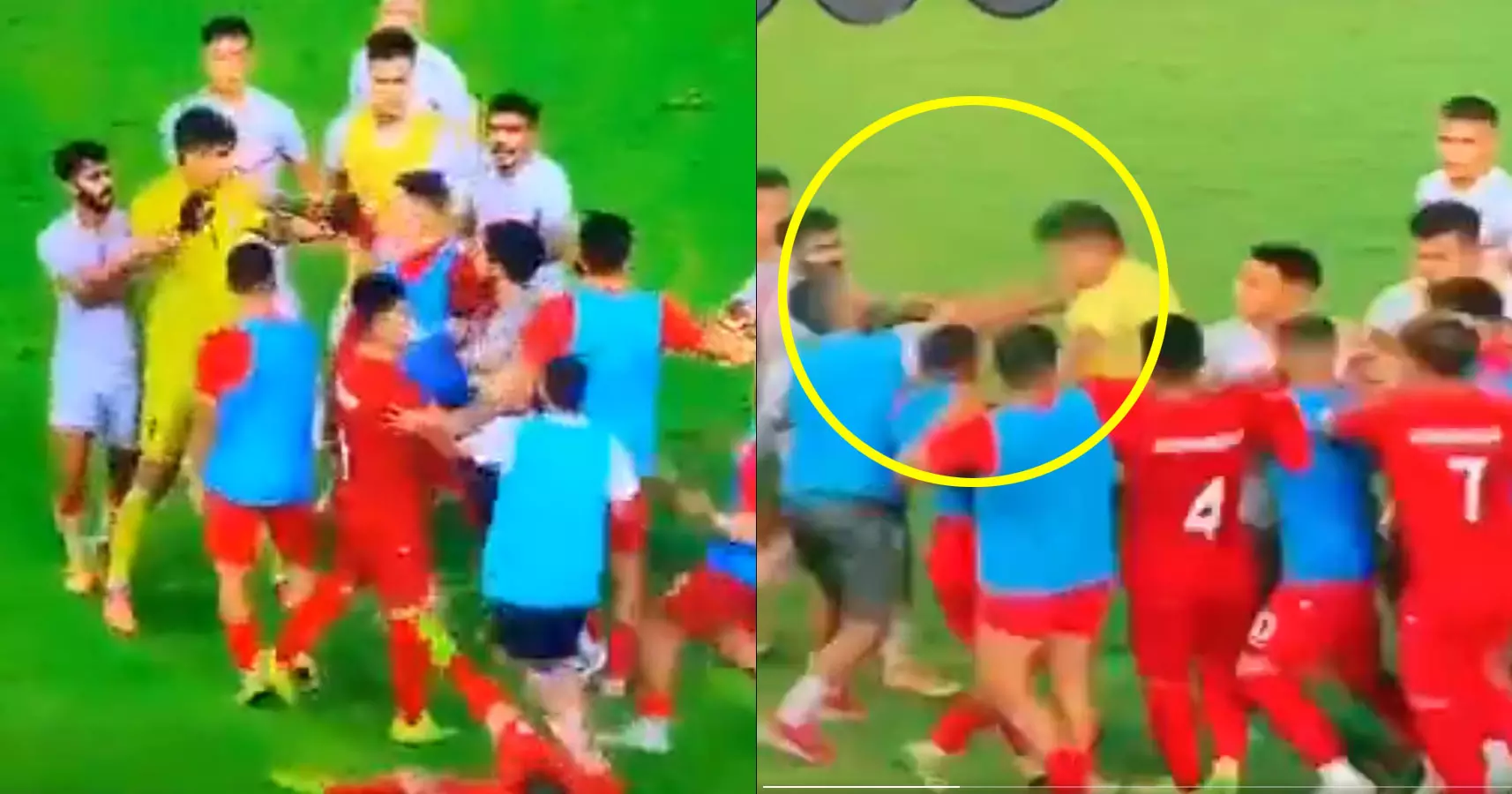 ഇന്ത്യൻ ഗോൾകീപ്പറുടെ മുഖത്തടിച്ചു, പിന്നാലെ കൂട്ടത്തല്ല്; ഇന്ത്യ-അഫ്ഗാൻ മത്സര ശേഷം അസാധാരണ സംഭവങ്ങൾ ഇന്ത്യൻ ഗോൾകീപ്പറുടെ മുഖത്തടിച്ചു, പിന്നാലെ കൂട്ടത്തല്ല്; ഇന്ത്യ-അഫ്ഗാൻ മത്സര ശേഷം അസാധാരണ സംഭവങ്ങൾ