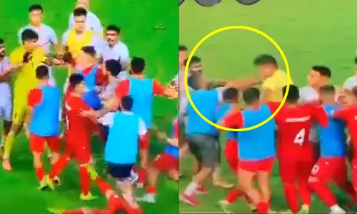 ഇന്ത്യൻ ഗോൾകീപ്പറുടെ മുഖത്തടിച്ചു, പിന്നാലെ കൂട്ടത്തല്ല്; ഇന്ത്യ-അഫ്ഗാൻ മത്സര ശേഷം അസാധാരണ സംഭവങ്ങൾ