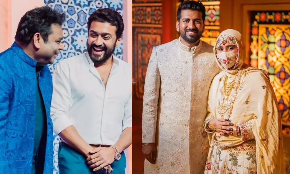 സൂര്യ, മണിരത്നം, മനീഷ കൊയ്‍രാള; ഖദീജ റഹ്‍മാന്‍റെ വിവാഹ സല്‍ക്കാരത്തില്‍ പങ്കെടുത്ത് താരങ്ങള്‍, ചിത്രങ്ങള്‍