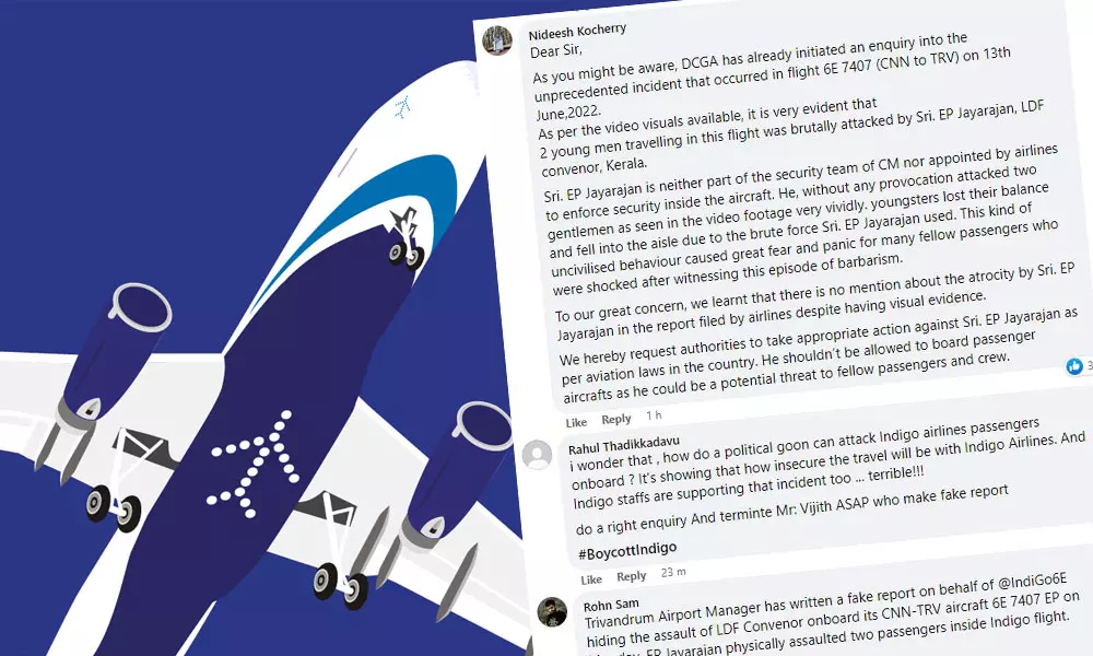 ഇ.പി ജയരാജനെതിരെ റിപ്പോര്‍ട്ടില്‍ പരാമര്‍ശമില്ല: ഇന്‍ഡിഗോ  വിമാനക്കമ്പനിക്കെതിരെ സോഷ്യല്‍ മീഡിയ പ്രതിഷേധം