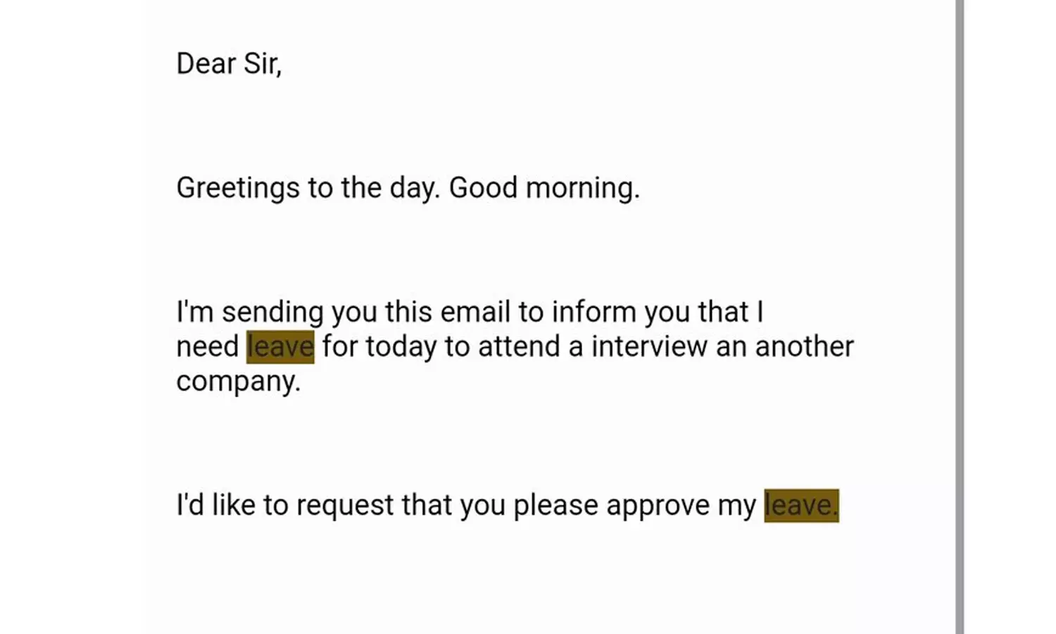എനിക്ക് വേറൊരു കമ്പനിയിൽ ഇന്റർവ്യൂ ഉണ്ട്, ഇന്ന് എനിക്ക് അവധി തരണം; വൈറലായി ജീവനക്കാരന്റെ അവധി അപേക്ഷ എനിക്ക് വേറൊരു കമ്പനിയിൽ ഇന്റർവ്യൂ ഉണ്ട്, ഇന്ന് എനിക്ക് അവധി തരണം; വൈറലായി ജീവനക്കാരന്റെ അവധി അപേക്ഷ