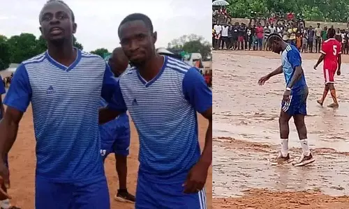 ചെളി നിറഞ്ഞ ഗ്രൗണ്ടിൽ പന്തുതട്ടി സൂപ്പർ താരം സാദിയോ മാനേ; കയ്യടിച്ച് ഫുട്‌ബോൾ ലോകം