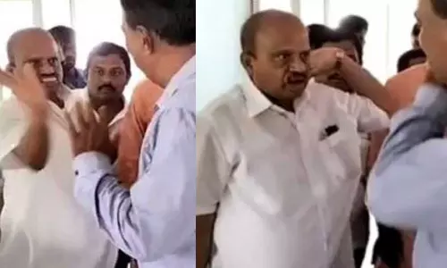 കോളജ് പ്രിൻസിപ്പലിന്റെ മുഖത്തടിച്ച് കർണാടക എം.എൽ.എ; വ്യാപക പ്രതിഷേധം