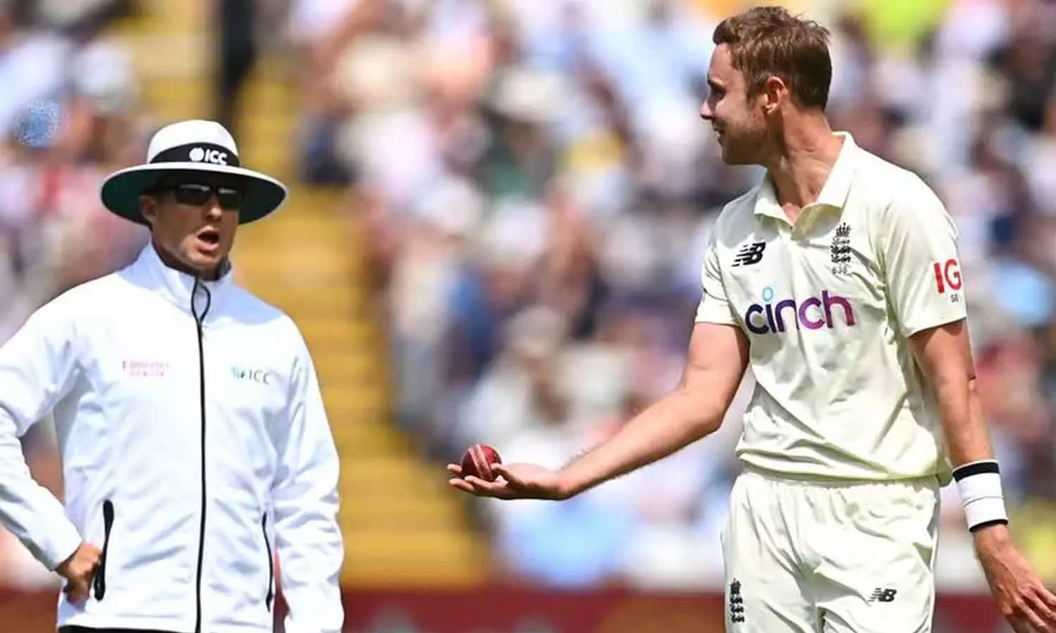 മിണ്ടാതെ പോയി ബാറ്റ് ചെയ്യ്; സ്റ്റുവർട്ട് ബ്രോഡിന് അമ്പയറുടെ ശകാരം