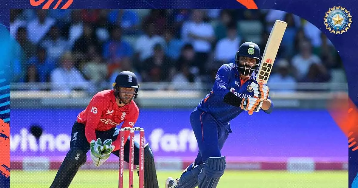 തകർത്തടിച്ച് ജഡേജ; ഇംഗ്ലണ്ടിനെതിരെയുള്ള രണ്ടാം ടി20യിൽ ഇന്ത്യക്ക്  170 റൺസ്