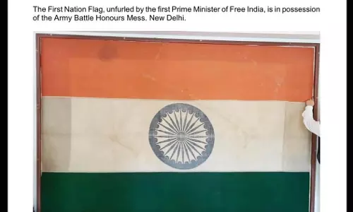 നെഹ്‌റു ഉയർത്തിയ ആദ്യ പതാകയുടെ ചിത്രം പങ്കുവെച്ച് പ്രധാനമന്ത്രി