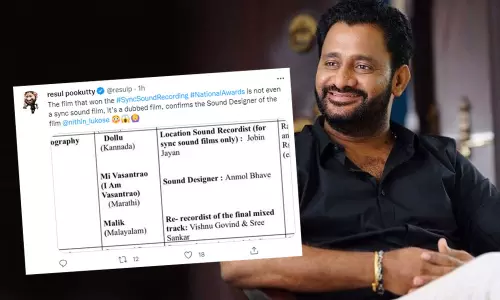 സിങ്ക് സൗണ്ട് അവാര്‍ഡ് ഡബ്ബിങ് സിനിമക്ക്; ദേശീയ പുരസ്കാര പ്രഖ്യാപനത്തിനെതിരെ റസൂല്‍ പൂക്കുട്ടി, വിവാദം