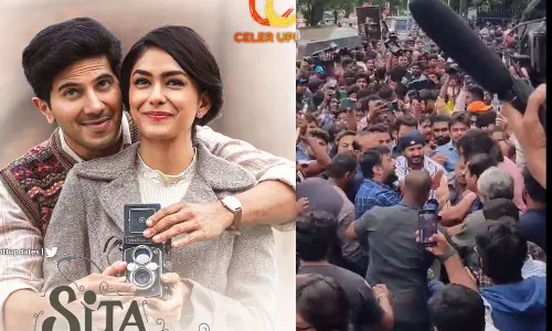 സീതാരാമം ഷോ; ആരാധക സ്‌നേഹത്തിൽ കുടുങ്ങി ദുൽഖർ