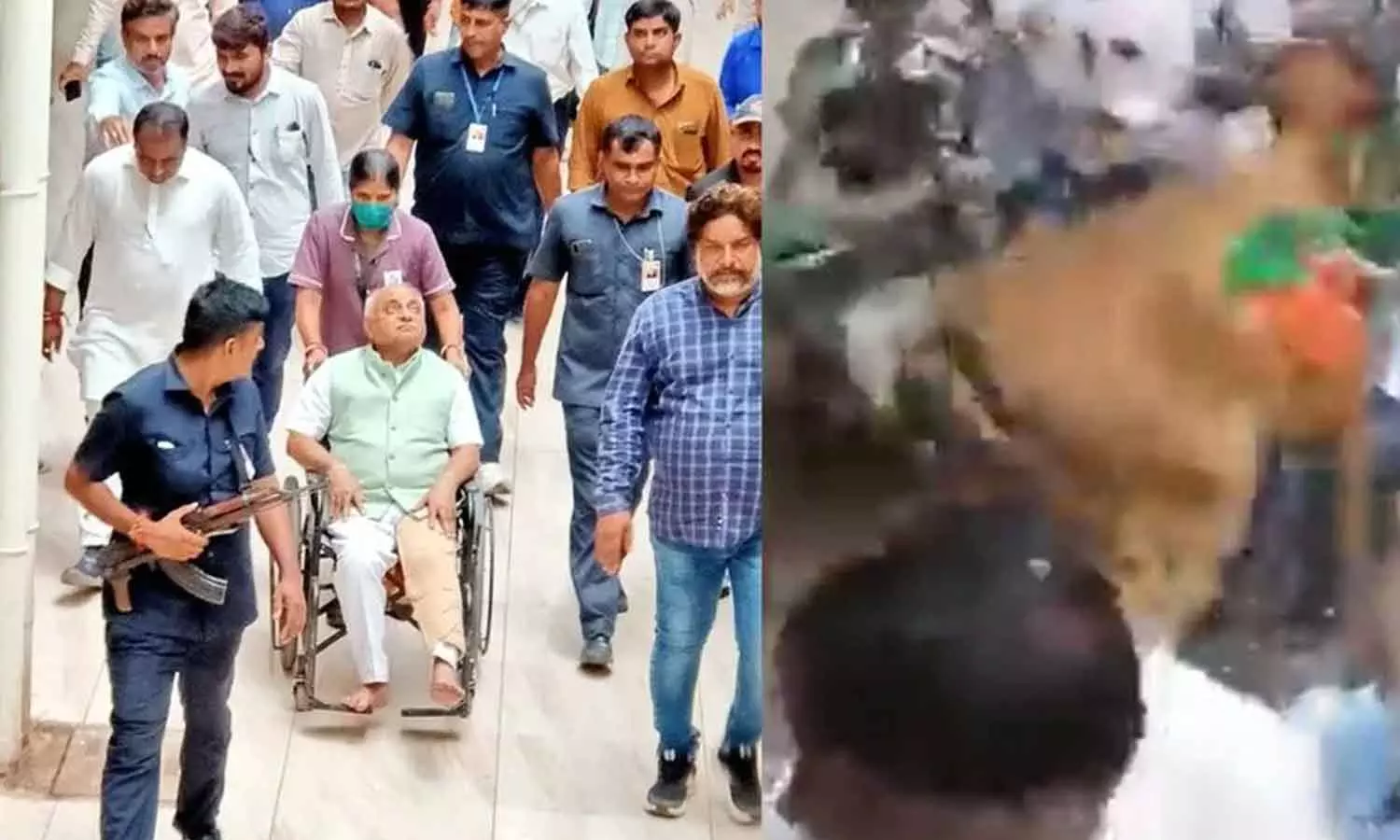 തിരംഗ റാലിയിലേക്ക് പശു ഓടിക്കയറി; ഗുജറാത്ത് മുൻ ഉപമുഖ്യമന്ത്രിക്ക് പരിക്ക്