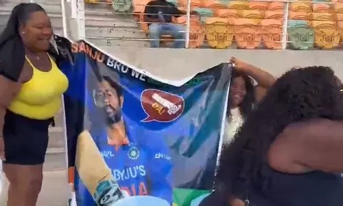 സഞ്ജൂ, സഞ്ജൂ...; ആർപ്പുവിളിച്ച് കരീബിയൻ സുന്ദരികൾ-വൈറല്‍ വിഡിയോ