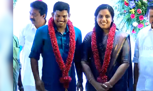 ചുവന്ന പുഷ്പഹാരം പരസ്പരം അണിയിച്ചു; ലളിതം സുന്ദരം ആര്യ-സച്ചിന്‍ വിവാഹം