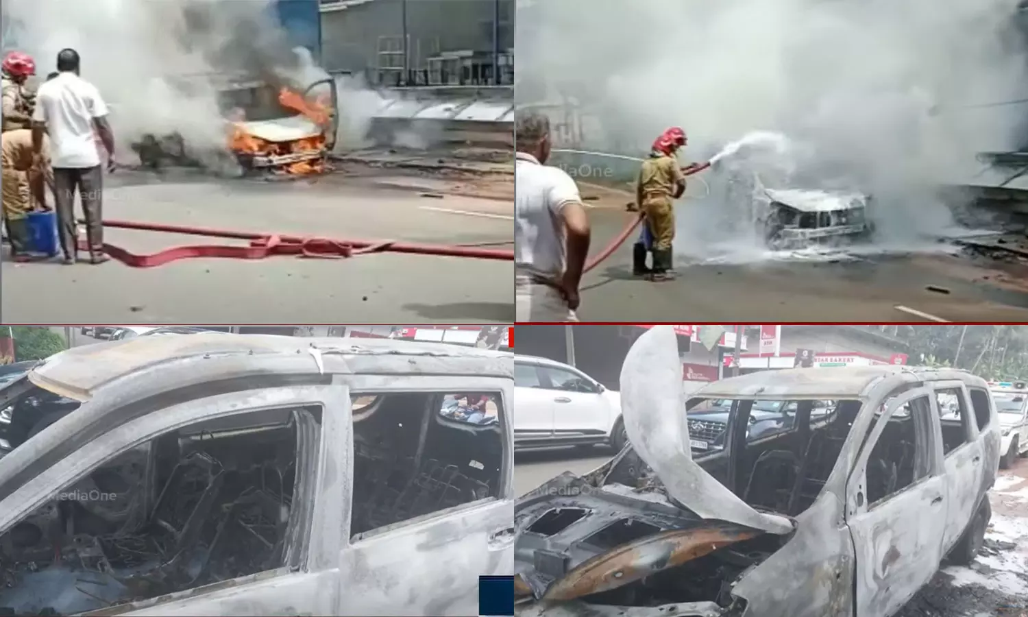 എറണാകുളത്ത് ഓടിക്കൊണ്ടിരുന്ന കാർ കത്തി നശിച്ചു എറണാകുളത്ത് ഓടിക്കൊണ്ടിരുന്ന കാർ കത്തി നശിച്ചു