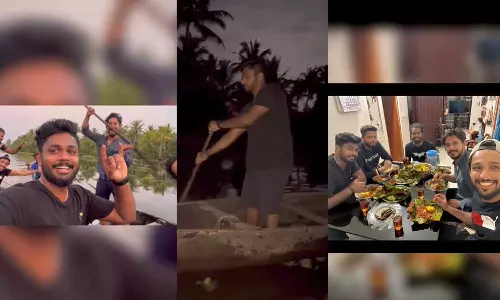 പുന്നമടക്കായലിൽ തുഴയെറിഞ്ഞ്, കരിമീൻ വറുത്ത് അവധിയാഘോഷം; സഞ്ജു ഇപ്പോഴും ചില്ലാണ്