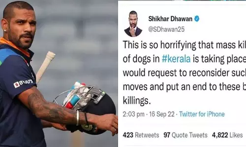 ഭയാനകം, കേരളത്തില് നായ്ക്കളെ കൂട്ടക്കൊല ചെയ്യുന്നു: ശിഖര് ധവാന് ഭയാനകം, കേരളത്തില് നായ്ക്കളെ കൂട്ടക്കൊല ചെയ്യുന്നു: ശിഖര് ധവാന്