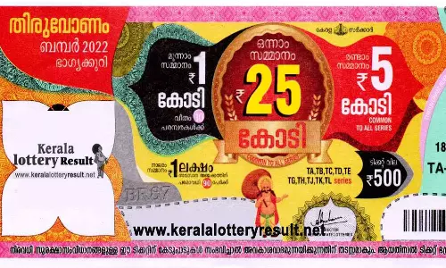ഓണം ബംപർ: 25 കോടി അടിച്ചത്‌ തിരുവനന്തപുരത്ത്‌