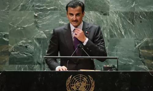 യു.എൻ ജനറൽ അസംബ്ലിയിൽ പങ്കെടുക്കുന്നതിനായി   ഖത്തർ അമീർ ന്യൂയോർക്കിലെത്തി