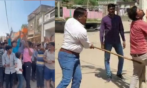 നവരാത്രി ചടങ്ങിലേക്ക് കല്ലെറിഞ്ഞുവെന്ന് ആരോപണം; മുസ്‌ലിം യുവാക്കളെ തല്ലിച്ചതച്ച് ഗുജറാത്ത് പൊലീസ്, കയ്യടിച്ച് ജനക്കൂട്ടം