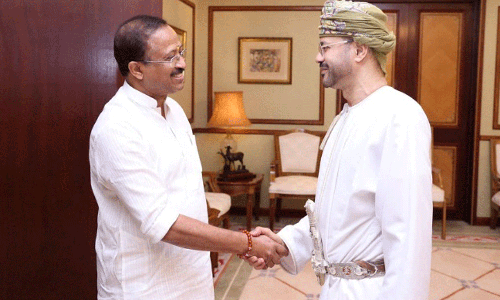 ഒമാൻ വിദേശകാര്യമന്ത്രി സയ്യിദ് ബദർ ഹമദ് അൽ ബുസൈദിയുമായി കൂടിക്കാഴ്ച നടത്തി വി.മുരളീധരൻ