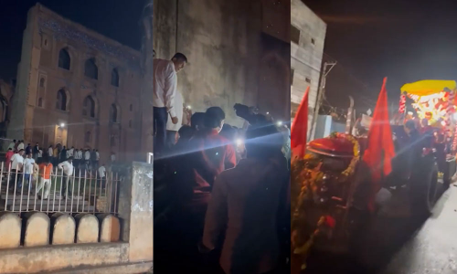 മദ്രസ ക്ഷേത്രമാണെന്ന്; കർണാടകയില്‍ മദ്രസയുടെ പൂട്ട് തകര്‍ത്ത് ജയ് ശ്രീറാം മുഴക്കി, പ്രതിഷേധം ശക്തം