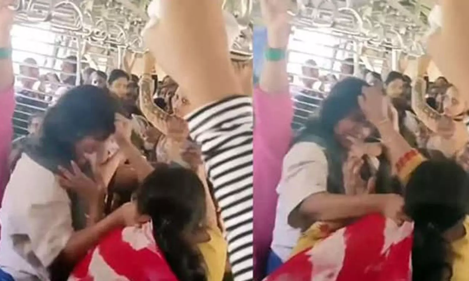 ഓടുന്ന ട്രെയിനിൽ കൂട്ടത്തല്ല്, മുടിപിടിച്ചു വലിച്ചും കരണത്തടിച്ചും സ്ത്രീകൾ: വീഡിയോ