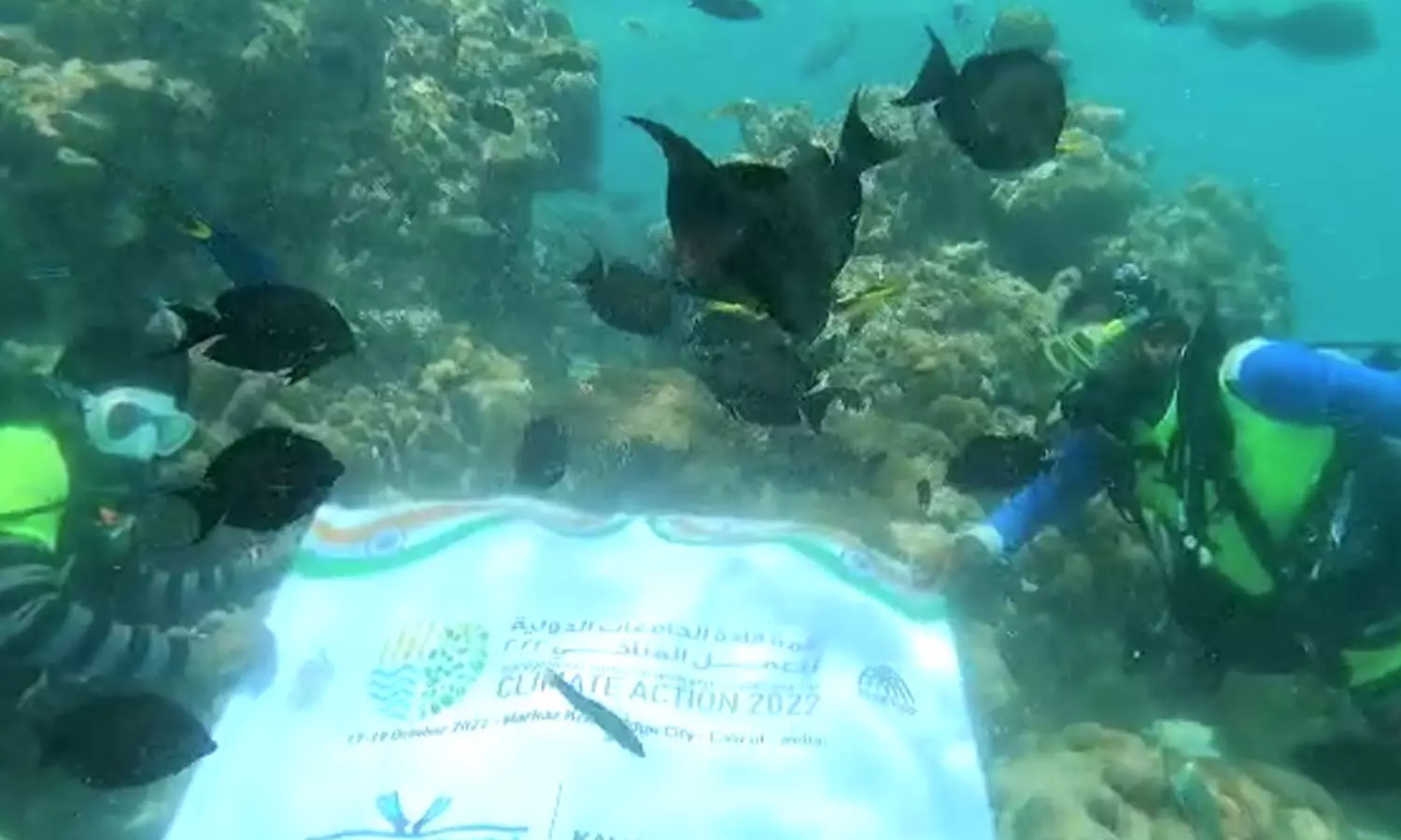 അന്താരാഷ്ട്ര കാലാവസ്ഥാ ഉച്ചകോടിക്ക് കടലിനടിയിൽ നിന്നും അഭിവാദ്യം അന്താരാഷ്ട്ര കാലാവസ്ഥാ ഉച്ചകോടിക്ക് കടലിനടിയിൽ നിന്നും അഭിവാദ്യം