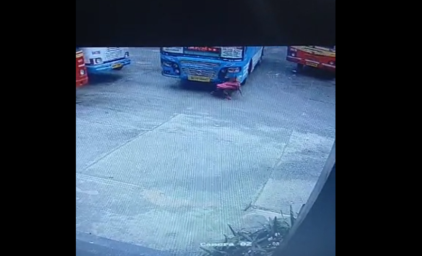 നിര്‍ത്തിയിട്ട ബസിന് മുന്നിലൂടെ നടക്കുകയായിരുന്ന സ്ത്രീയെ ബസിടിച്ചു; വാഹനത്തിനടിയിലേക്ക് വീണ സ്ത്രീ രക്ഷപ്പെട്ടത് തലനാരിഴക്ക്