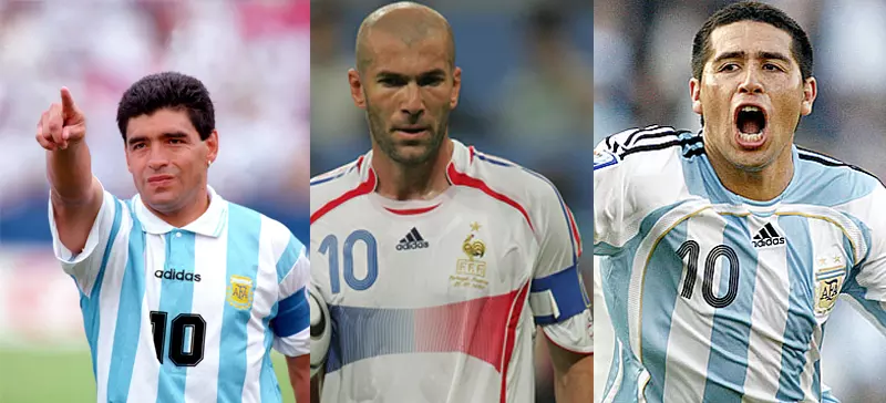 ഡീഗോ മറഡോണ, സിനദെയ്ൻ സിദാൻ, യുവാൻ റോമൻ റിക്വൽമി ഡീഗോ മറഡോണ, സിനദെയ്ൻ സിദാൻ, യുവാൻ റോമൻ റിക്വൽമി