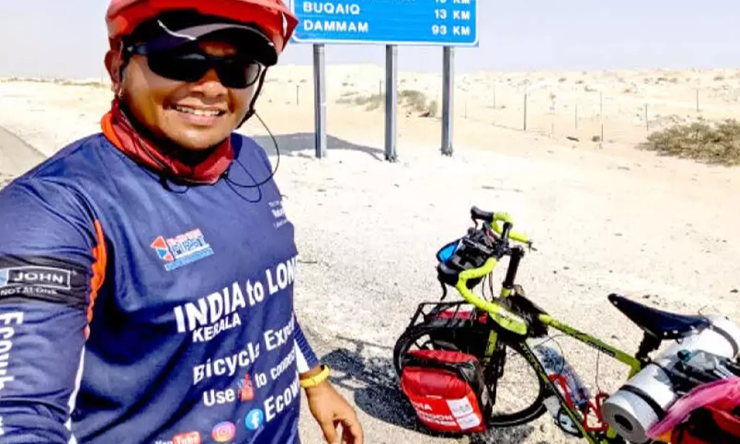 സൈക്കിളിൽ ഭൂഖണ്ഡങ്ങൾ താങ്ങി സാഹസികയാത്ര: നാല് രാജ്യങ്ങൾ പിന്നിട്ട് സൗദിയിലെത്തി ഫായിസ്