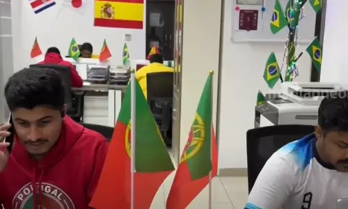 ജോലി സ്ഥലത്തും ലോകകപ്പ് ആരവങ്ങളൊരുക്കി ആര്‍ഗസ് ഷിപ്പിങ് ഖത്തര്‍ ഓഫീസ്