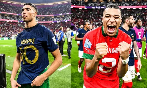 ജേഴ്‌സി കൈമാറി ഹക്കീമിയും എംബാപ്പയും: സൗഹൃദത്തിന്റെ നല്ല കാഴ്ച