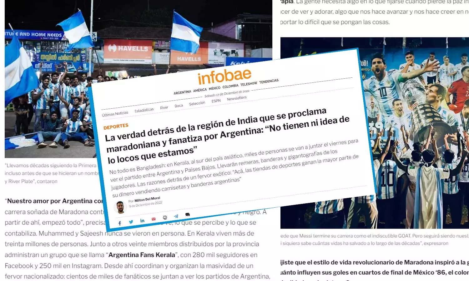 മലയാളി എന്തുകൊണ്ട് മെസ്സിയെ ഇത്രയും ഇഷ്ടപ്പെടുന്നു?; കേരളത്തിലെ ഫുട്ബോൾ ജ്വരം വാർത്തയാക്കി അർജന്റീന മാധ്യമം മലയാളി എന്തുകൊണ്ട് മെസ്സിയെ ഇത്രയും ഇഷ്ടപ്പെടുന്നു?; കേരളത്തിലെ ഫുട്ബോൾ ജ്വരം വാർത്തയാക്കി അർജന്റീന മാധ്യമം