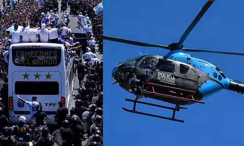 വഴിയിൽ കുടുങ്ങി; ആഘോഷത്തിനിടെ മെസ്സിയെയും സംഘത്തെയും രക്ഷപ്പെടുത്തിയത് ഹെലികോപ്ടറിൽ