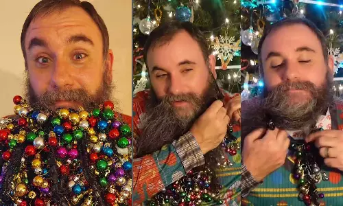 താടിയിലൊരു ക്രിസ്മസ് ട്രീ;   ലോക റെക്കോർഡ് സ്വന്തമാക്കി യുവാവ്