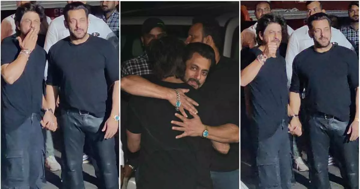 ജന്മദിന ആശംസകളുമായി നേരിട്ടെത്തി; പരസ്പരം ചേര്ത്തുപിടിച്ച് ഷാരൂഖും സല്മാനും ജന്മദിന ആശംസകളുമായി നേരിട്ടെത്തി; പരസ്പരം ചേര്ത്തുപിടിച്ച് ഷാരൂഖും സല്മാനും