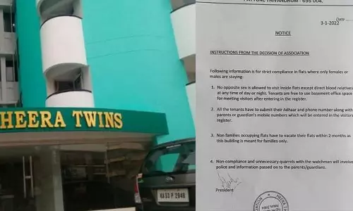 അവിവാഹിതർ താമസസ്ഥലം ഒഴിയണം, എതിർ ലിംഗക്കാരെ പ്രവേശിപ്പിക്കരുത്; വിലക്കുമായി ഫ്‌ലാറ്റ് ഓണേഴ്‌സ് അസോസിയേഷൻ