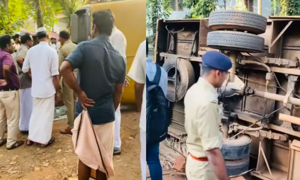 മലപ്പുറത്ത് ഇരുചക്ര വാഹനത്തിന് മേലെ സ്കൂൾ ബസ് മറിഞ്ഞ് വിദ്യാര്ഥി മരിച്ചു മലപ്പുറത്ത് ഇരുചക്ര വാഹനത്തിന് മേലെ സ്കൂൾ ബസ് മറിഞ്ഞ് വിദ്യാര്ഥി മരിച്ചു